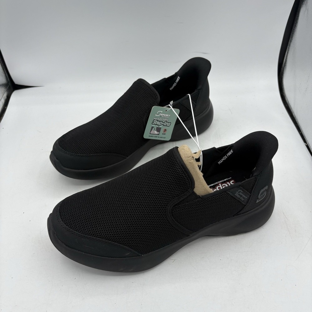 Skechers S Sport Shoes Mens Size 8 Presley Vegan Sneakers Step-Ins Black